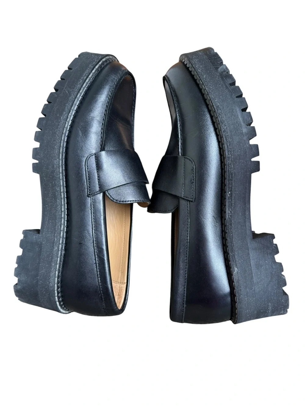 & Other Stories Black Leather chunky lug loafer size 40 EU